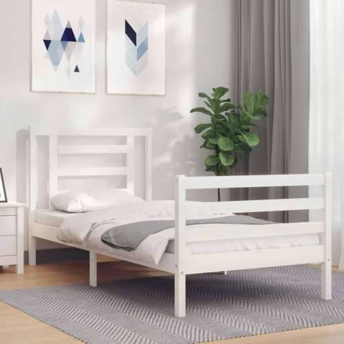 Okvir kreveta s uzglavljem bijeli 90 x 200 cm od masivnog drva - Bijela 90 x 200 cm Cijena