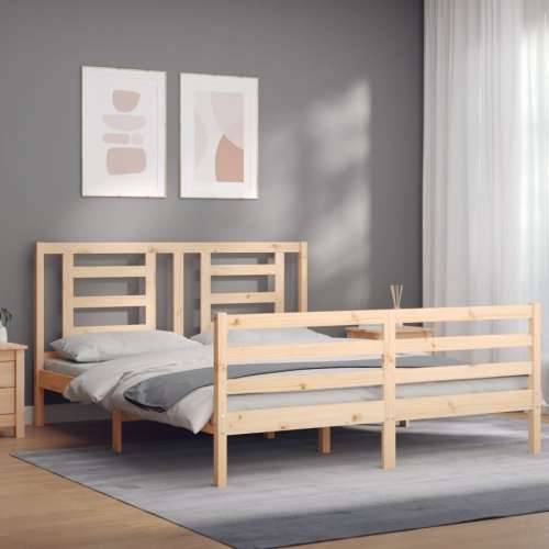 Okvir kreveta s uzglavljem 160 x 200 cm od masivnog drva Cijena