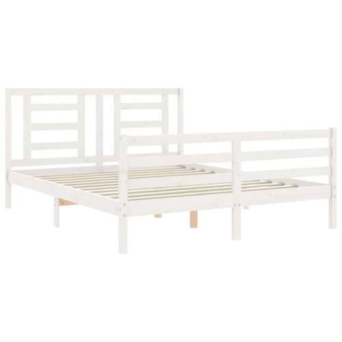 Okvir za krevet s uzglavljem sivi 160 x 200 cm od masivnog drva - Bijela 160 x 200 cm Cijena