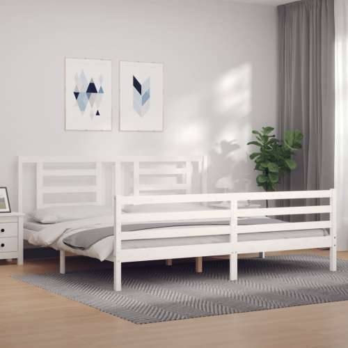 Okvir kreveta s uzglavljem bijeli bračni od masivnog drva - Bijela 180 x 200 cm Cijena