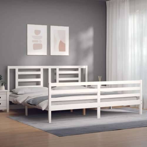 Okvir kreveta s uzglavljem bijeli bračni od masivnog drva - Bijela 180 x 200 cm Cijena