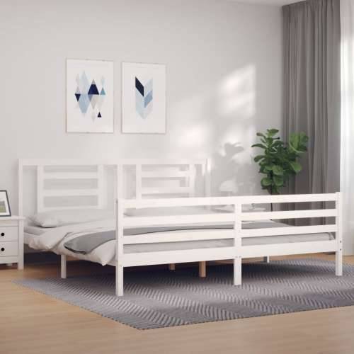 Okvir za krevet s uzglavljem bijeli 200x200 cm od masivnog drva - Bijela 200 x 200 cm Cijena