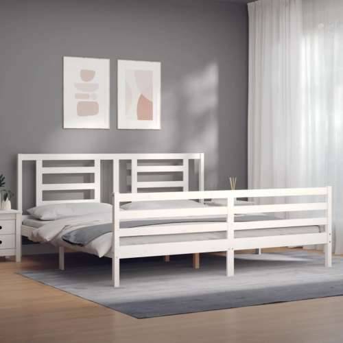 Okvir za krevet s uzglavljem bijeli 200x200 cm od masivnog drva - Bijela 200 x 200 cm Cijena