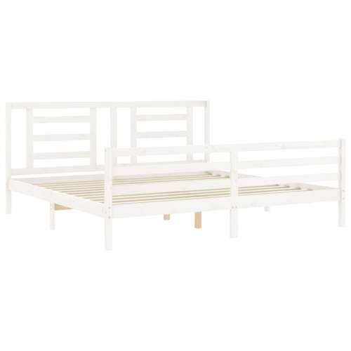 Okvir za krevet s uzglavljem bijeli 200x200 cm od masivnog drva - Bijela 200 x 200 cm Cijena