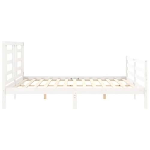 Okvir za krevet s uzglavljem bijeli 200x200 cm od masivnog drva - Bijela 200 x 200 cm Cijena