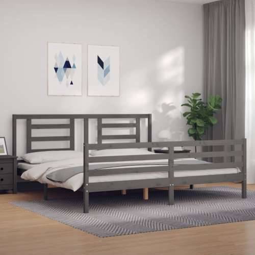 Okvir za krevet s uzglavljem sivi 200 x 200 cm od masivnog drva - Siva 200 x 200 cm Cijena