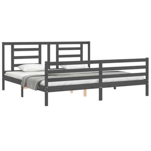 Okvir za krevet s uzglavljem sivi 200 x 200 cm od masivnog drva - Siva 200 x 200 cm Cijena