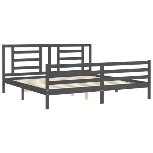 Okvir za krevet s uzglavljem sivi 200 x 200 cm od masivnog drva - Siva 200 x 200 cm Cijena
