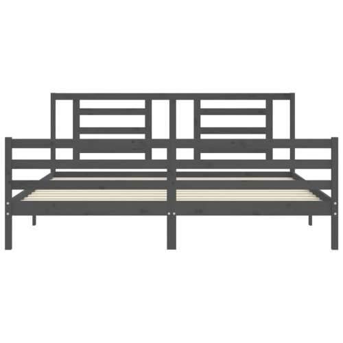 Okvir za krevet s uzglavljem sivi 200 x 200 cm od masivnog drva - Siva 200 x 200 cm Cijena