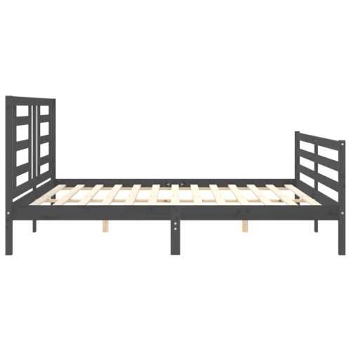 Okvir za krevet s uzglavljem sivi 200 x 200 cm od masivnog drva - Siva 200 x 200 cm Cijena