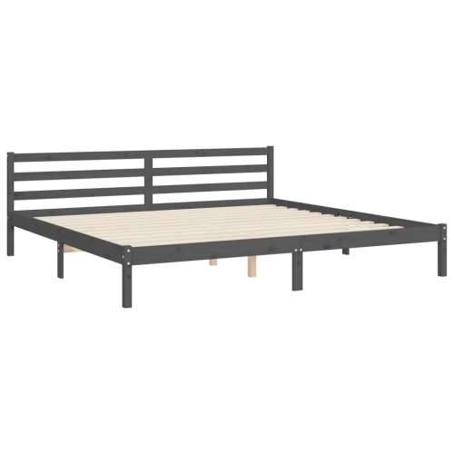 Okvir za krevet s uzglavljem sivi 200 x 200 cm od masivnog drva - Siva 200 x 200 cm Cijena