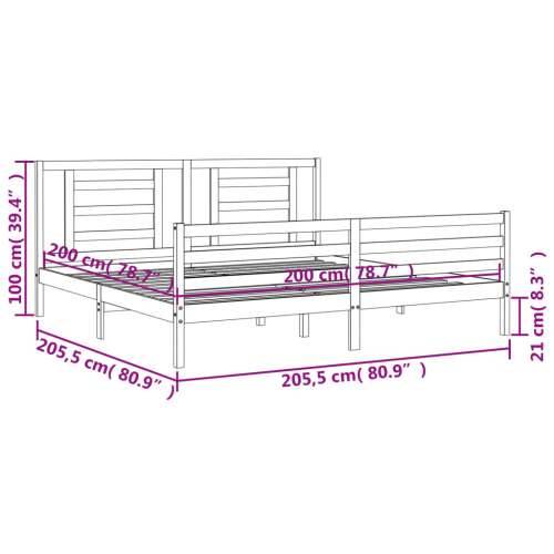 Okvir za krevet s uzglavljem sivi 200 x 200 cm od masivnog drva - Siva 200 x 200 cm Cijena