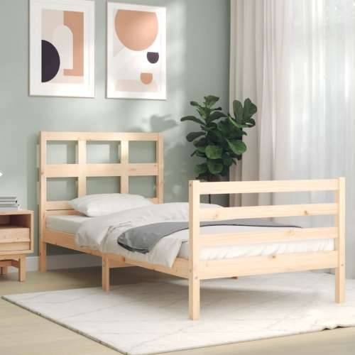 Okvir kreveta s uzglavljem za jednu osobu od masivnog drva - Prirodna 90 x 190 cm Cijena