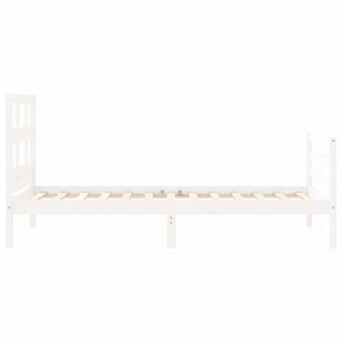 Okvir kreveta s uzglavljem bijeli za jednu osobu masivno drvo - Bijela 90 x 190 cm Cijena