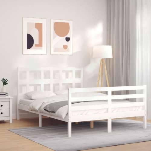 Okvir kreveta s uzglavljem bijeli 120 x 200 cm od masivnog drva - Bijela 120 x 200 cm Cijena