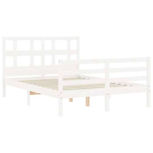 Okvir kreveta s uzglavljem bijeli 120 x 200 cm od masivnog drva - Bijela 120 x 200 cm Cijena