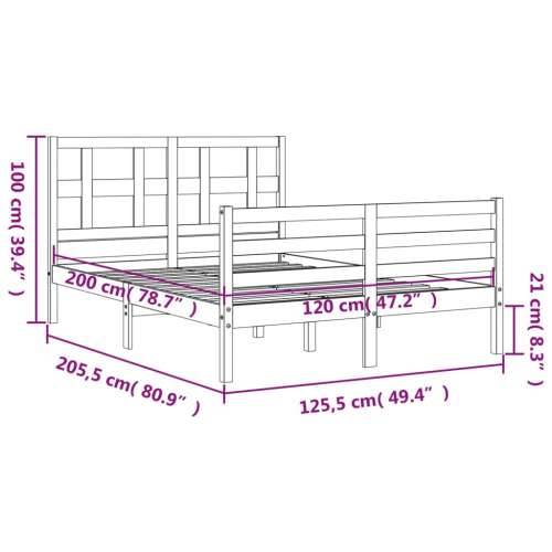 Okvir kreveta s uzglavljem bijeli 120 x 200 cm od masivnog drva - Bijela 120 x 200 cm Cijena