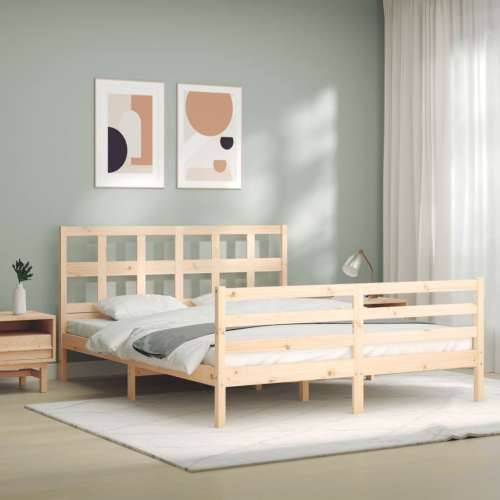 Okvir kreveta s uzglavljem 160 x 200 cm od masivnog drva - Prirodna 160 x 200 cm Cijena
