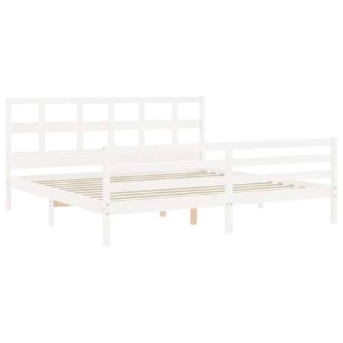 Okvir kreveta s uzglavljem bijeli bračni od masivnog drva - Bijela 180 x 200 cm Cijena