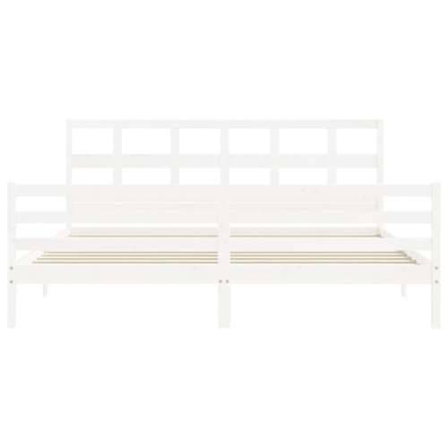 Okvir kreveta s uzglavljem bijeli bračni od masivnog drva - Bijela 180 x 200 cm Cijena