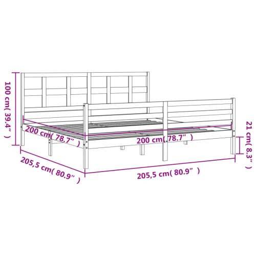 Okvir kreveta s uzglavljem 200 x 200 cm od masivnog drva - Prirodna 200 x 200 cm Cijena