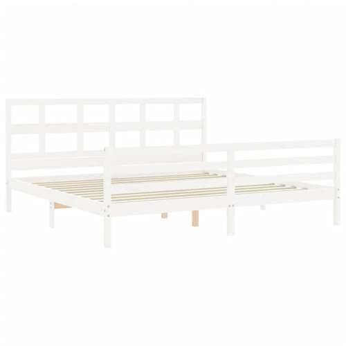 Okvir za krevet s uzglavljem bijeli 200x200 cm od masivnog drva - Bijela 200 x 200 cm Cijena