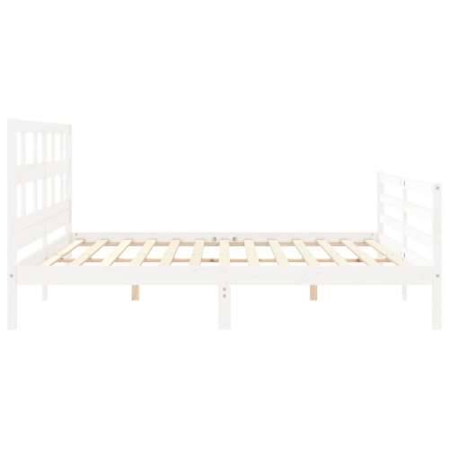Okvir za krevet s uzglavljem bijeli 200x200 cm od masivnog drva - Bijela 200 x 200 cm Cijena
