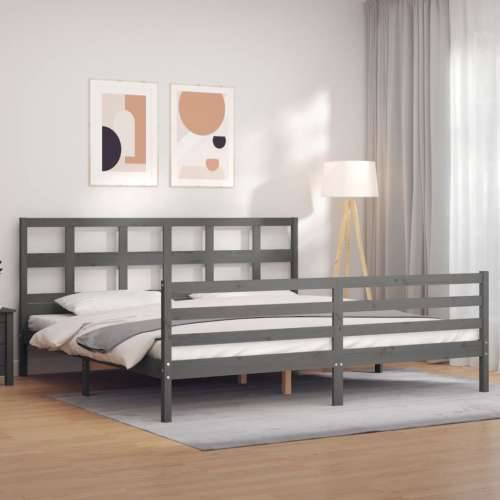 Okvir za krevet s uzglavljem sivi 200 x 200 cm od masivnog drva - Siva 200 x 200 cm Cijena