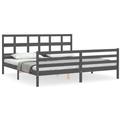 Okvir za krevet s uzglavljem sivi 200 x 200 cm od masivnog drva - Siva 200 x 200 cm Cijena