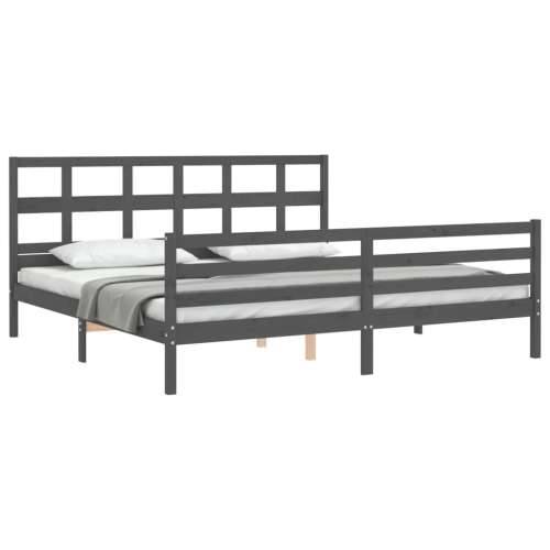 Okvir za krevet s uzglavljem sivi 200 x 200 cm od masivnog drva - Siva 200 x 200 cm Cijena