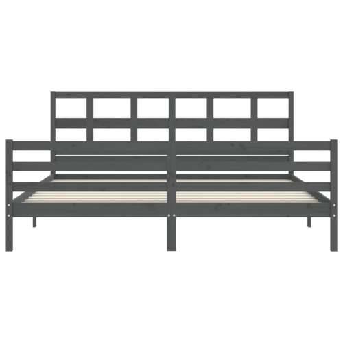 Okvir za krevet s uzglavljem sivi 200 x 200 cm od masivnog drva - Siva 200 x 200 cm Cijena