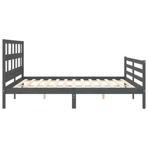 Okvir za krevet s uzglavljem sivi 200 x 200 cm od masivnog drva - Siva 200 x 200 cm Cijena