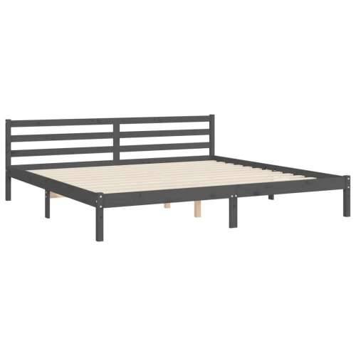 Okvir za krevet s uzglavljem sivi 200 x 200 cm od masivnog drva - Siva 200 x 200 cm Cijena