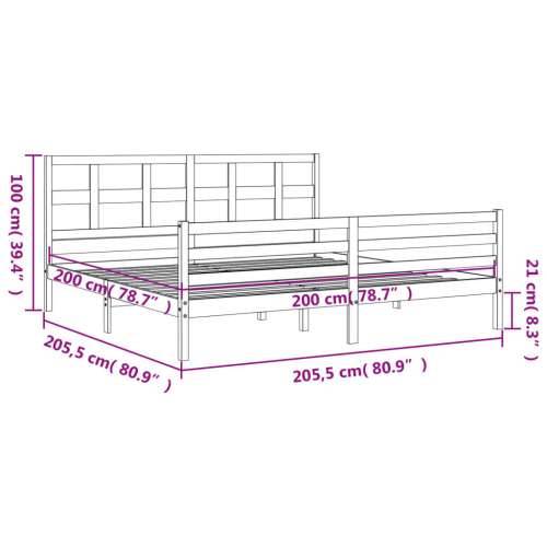 Okvir za krevet s uzglavljem sivi 200 x 200 cm od masivnog drva - Siva 200 x 200 cm Cijena