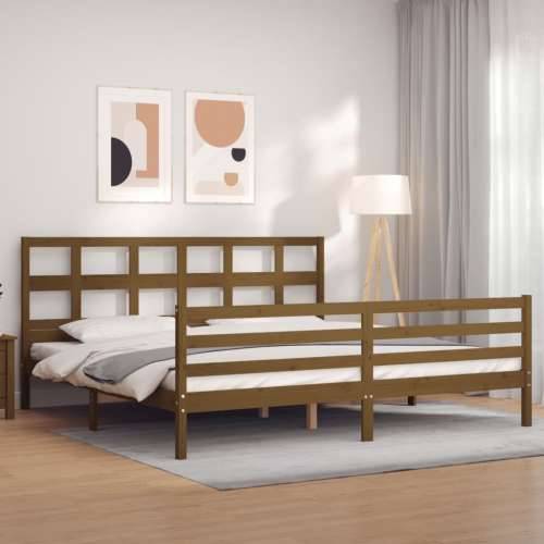 Okvir kreveta s uzglavljem boja meda 200x200cm od masivnog drva - boja meda 200 x 200 cm Cijena