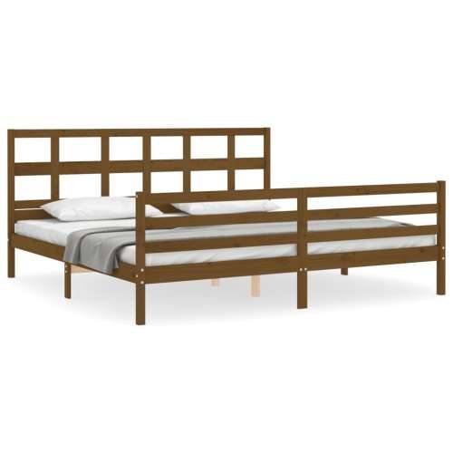 Okvir kreveta s uzglavljem boja meda 200x200cm od masivnog drva - boja meda 200 x 200 cm Cijena