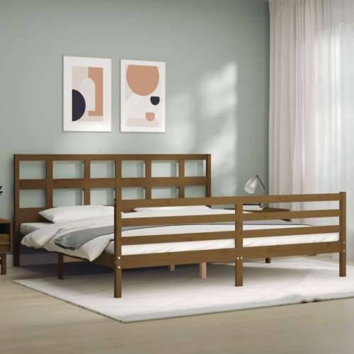 Okvir kreveta s uzglavljem boja meda 200x200cm od masivnog drva - boja meda 200 x 200 cm Cijena