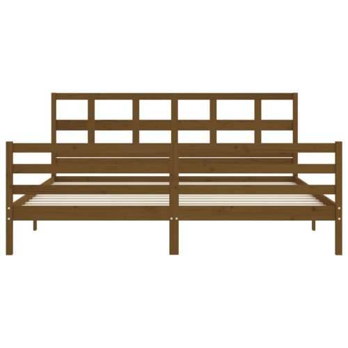 Okvir kreveta s uzglavljem boja meda 200x200cm od masivnog drva - boja meda 200 x 200 cm Cijena