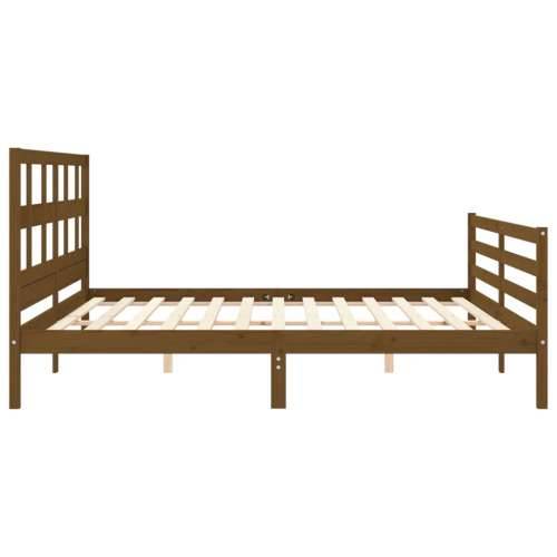 Okvir kreveta s uzglavljem boja meda 200x200cm od masivnog drva - boja meda 200 x 200 cm Cijena