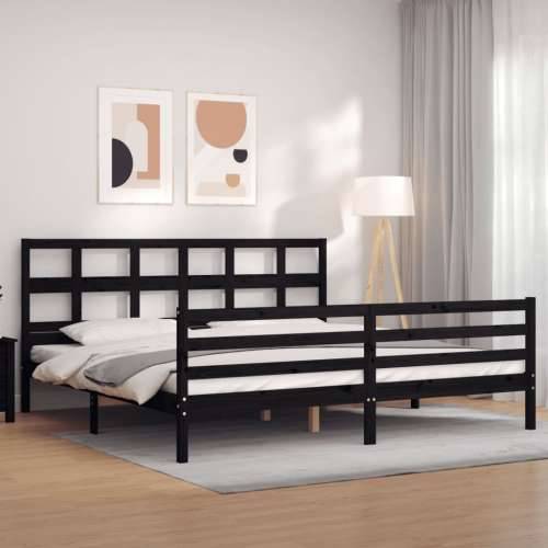 Okvir za krevet s uzglavljem crni 200 x 200 cm od masivnog drva - Crna 200 x 200 cm Cijena