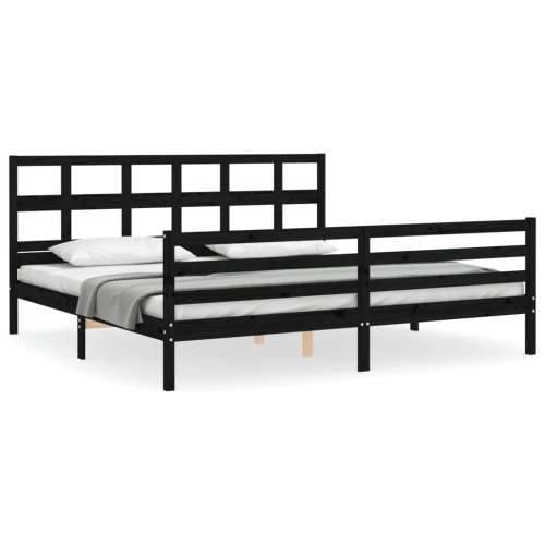 Okvir za krevet s uzglavljem crni 200 x 200 cm od masivnog drva - Crna 200 x 200 cm Cijena