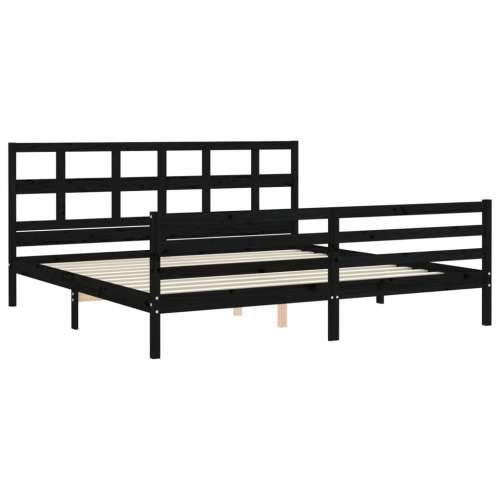 Okvir za krevet s uzglavljem crni 200 x 200 cm od masivnog drva - Crna 200 x 200 cm Cijena