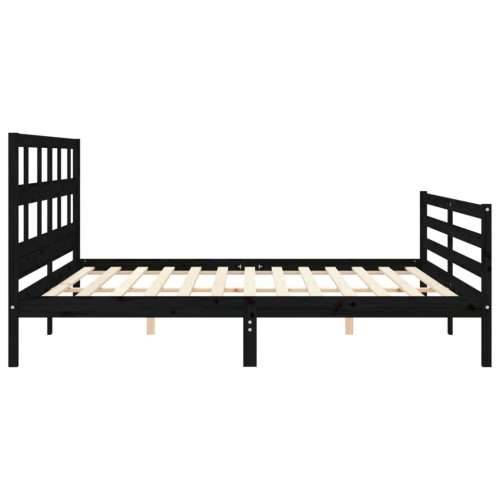 Okvir za krevet s uzglavljem crni 200 x 200 cm od masivnog drva - Crna 200 x 200 cm Cijena