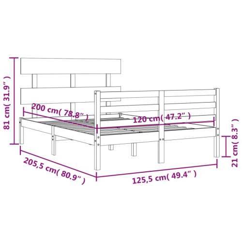 Okvir kreveta s uzglavljem bijeli 120 x 200 cm od masivnog drva - Bijela 120 x 200 cm Nisko Cijena