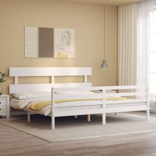 Okvir kreveta s uzglavljem bijeli bračni od masivnog drva