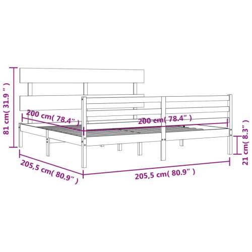 Okvir za krevet s uzglavljem sivi 200 x 200 cm od masivnog drva Cijena