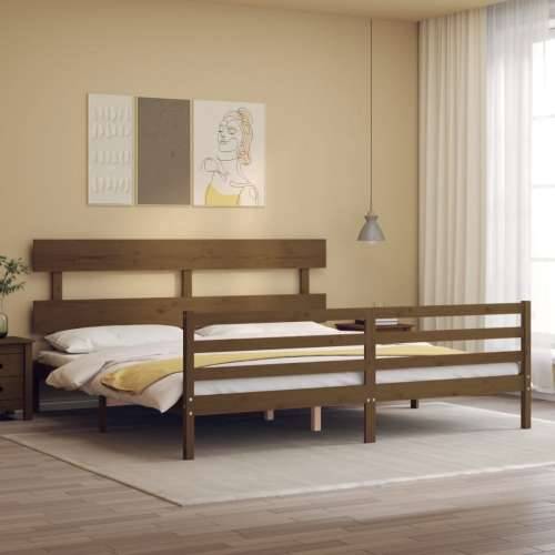 Okvir kreveta s uzglavljem boja meda 200x200cm od masivnog drva - boja meda 200 x 200 cm Nisko Cijena