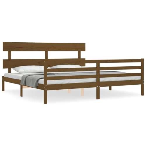 Okvir kreveta s uzglavljem boja meda 200x200cm od masivnog drva - boja meda 200 x 200 cm Nisko Cijena