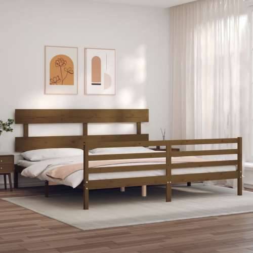 Okvir kreveta s uzglavljem boja meda 200x200cm od masivnog drva - boja meda 200 x 200 cm Nisko Cijena