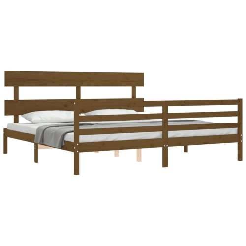 Okvir kreveta s uzglavljem boja meda 200x200cm od masivnog drva - boja meda 200 x 200 cm Nisko Cijena